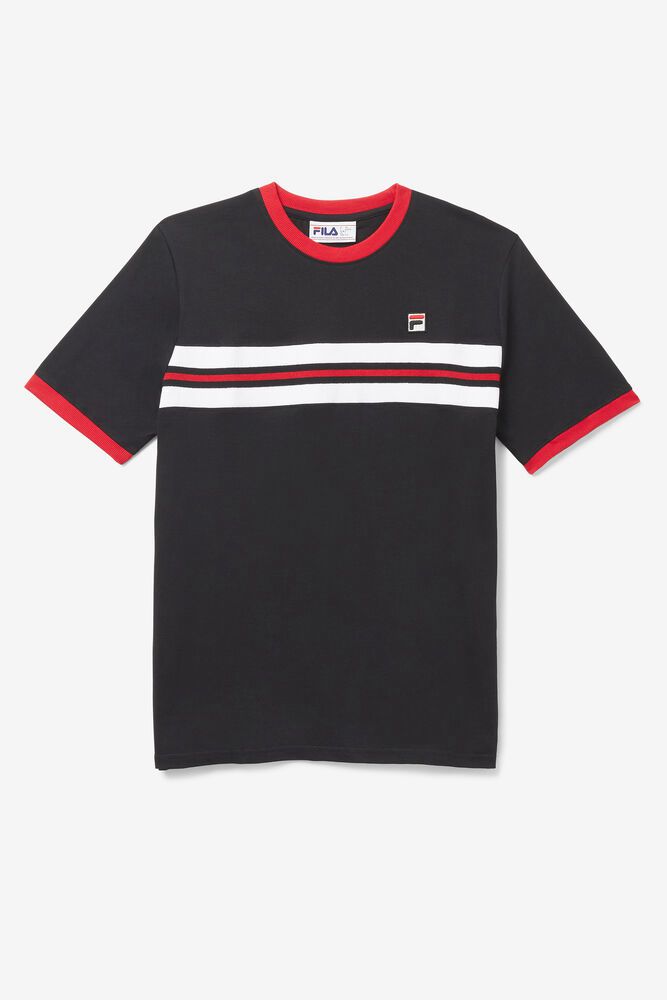 Fila Silver Black T-Shirt Mens - NZ 26930-YRMF